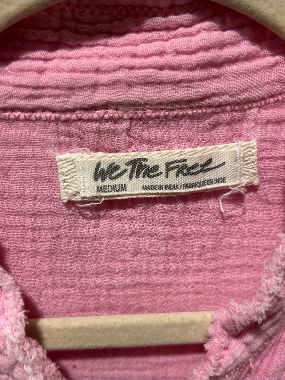 We The Free Daydream Buttondown Pink Gauze Top , M - Picture 11 of 13